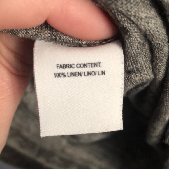 ⭕️ PRICE FIRM Derek Lam 10 Crosby M 100% Linen Fringe Gray Cold Shoulder Top - Picture 6 of 8